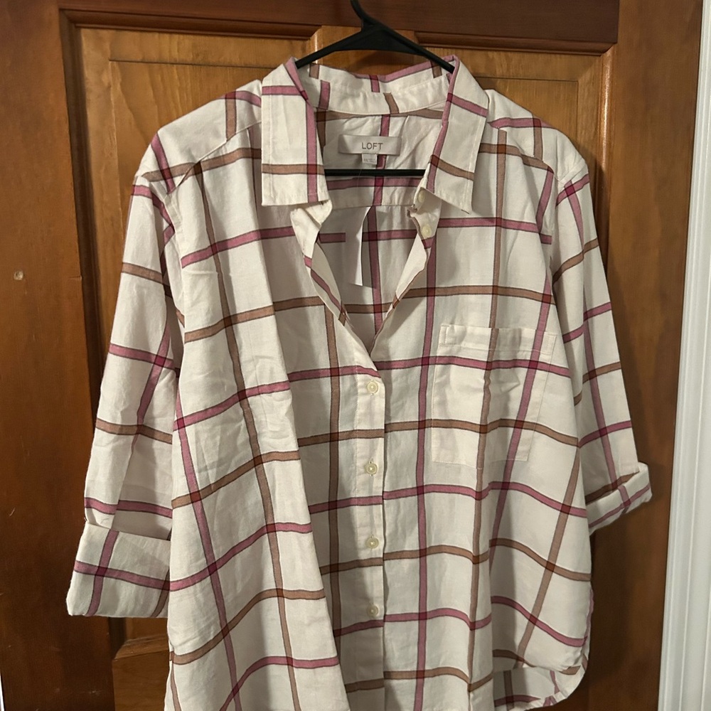 LOFT Plaid Button Shirt